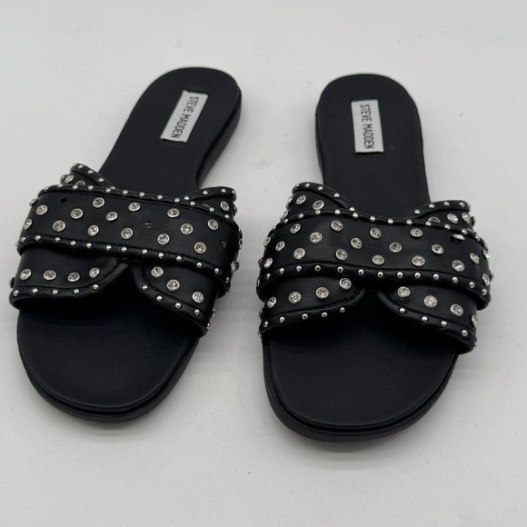 Steve Madden Black Rhinestone‎ Kammi Slide Sandals Women's - Picture 2 of 9